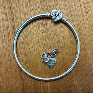 Pandora Silver Heart Charm Bracelet